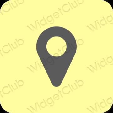 Esthétique jaune Map icônes d'application