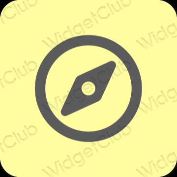 Estetyka żółty Safari ikony aplikacji