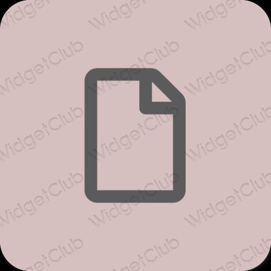 Estetik merah jambu pastel Notes ikon aplikasi