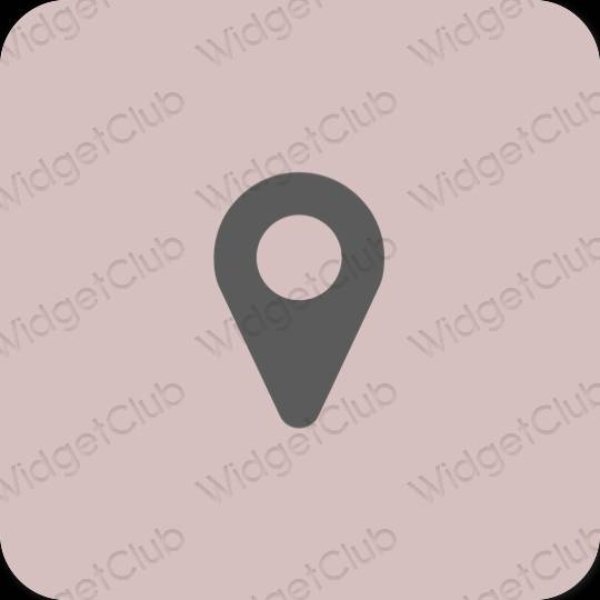 Estetik merah jambu pastel Map ikon aplikasi