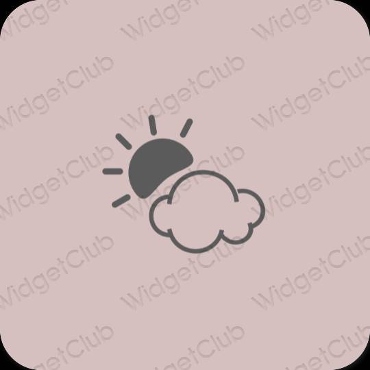 Estetik merah jambu pastel Weather ikon aplikasi