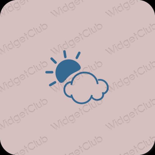 Estetis merah muda pastel Weather ikon aplikasi