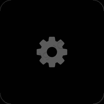 Естетски црн Settings иконе апликација