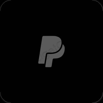 Esztétika fekete Paypal alkalmazás ikonok