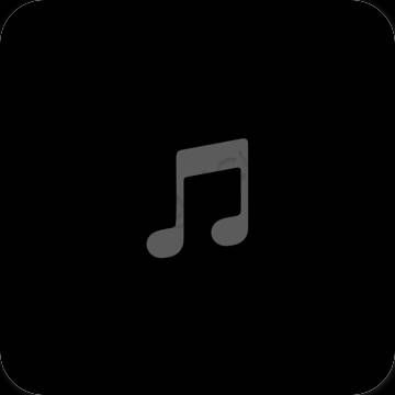 Estetik siyah Apple Music uygulama simgeleri