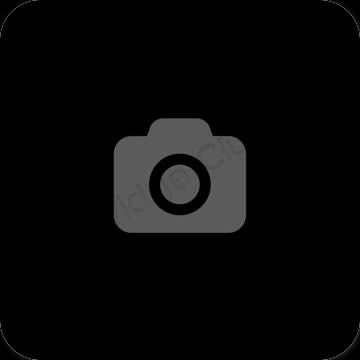 Estetik siyah Camera uygulama simgeleri