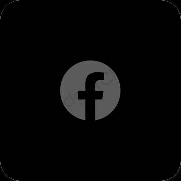 Естетичен черен Facebook икони на приложения