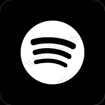 Estético Preto Spotify ícones de aplicativos