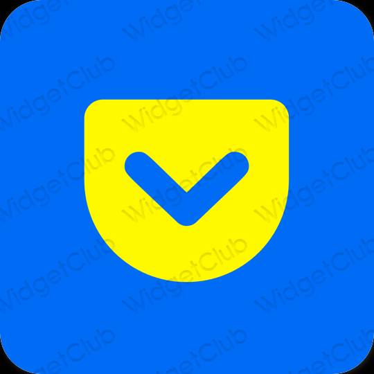 Æstetisk blå Pocket app ikoner