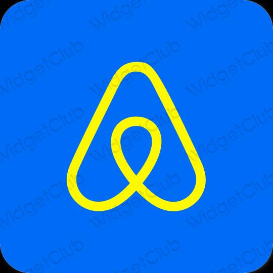 Естетичний неоновий синій Airbnb значки програм