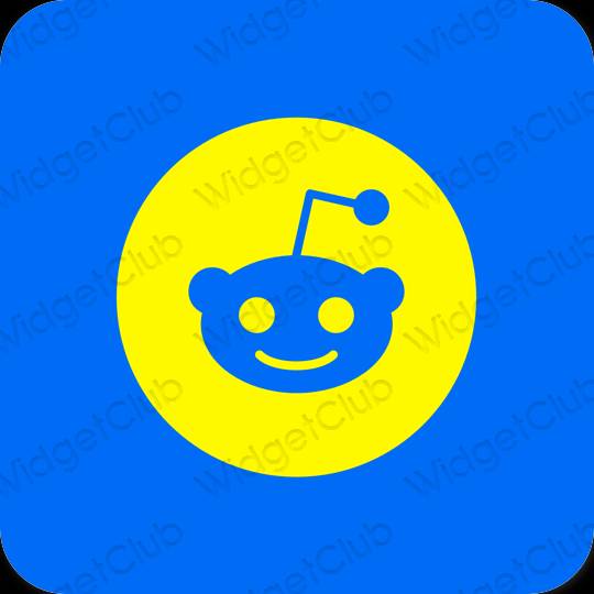 Естетичен неоново синьо Reddit икони на приложения