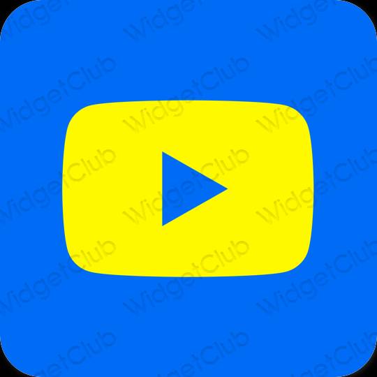 Estetyka neonowy niebieski Youtube ikony aplikacji