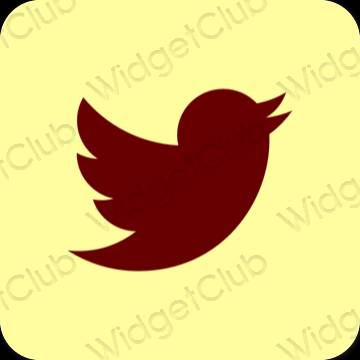 Estetyka żółty Twitter ikony aplikacji