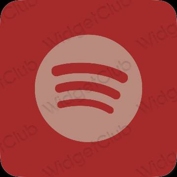 زیبایی شناسی قرمز Spotify آیکون های برنامه