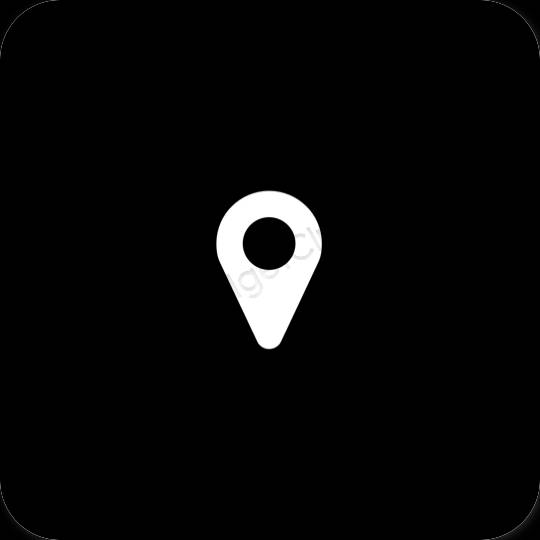 Естетски црн Google Map иконе апликација