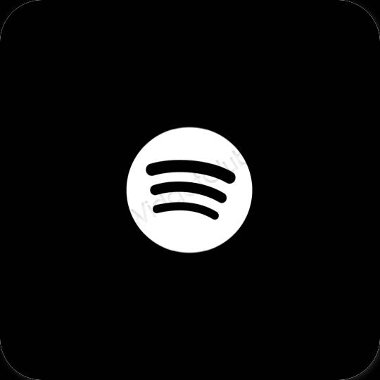 Estetinis juodas Spotify programėlių piktogramos