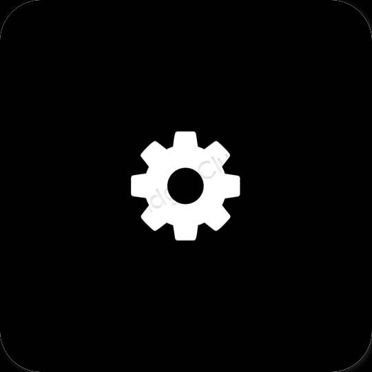 Естетичен черен Settings икони на приложения