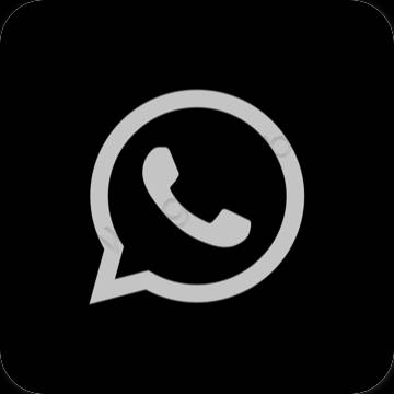 Esztétika fekete WhatsApp alkalmazás ikonok