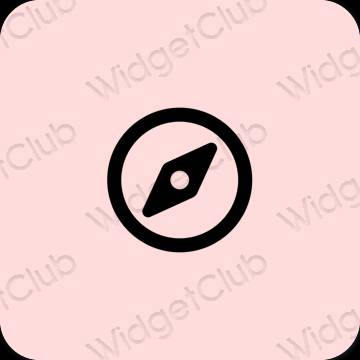 미적인 파스텔 핑크 Safari 앱 아이콘