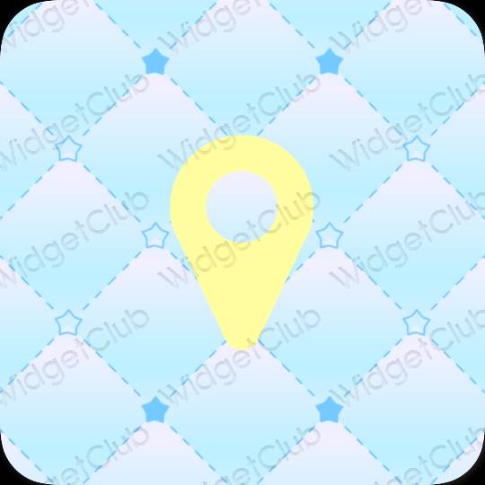 Aesthetic yellow Map app icons