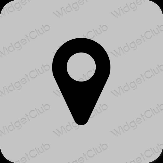 Estético gris Map iconos de aplicaciones