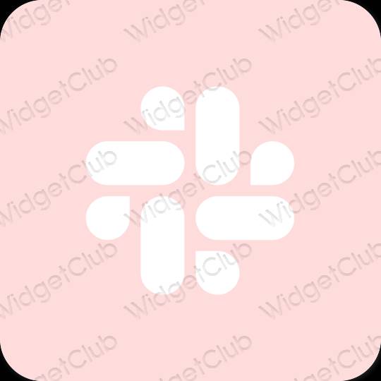 Estetik merah jambu pastel Slack ikon aplikasi