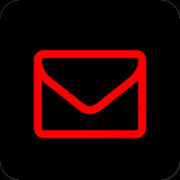 эстетический черный Mail значки приложений