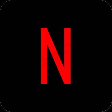Естетичний чорний Netflix значки програм