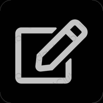 Estetické čierna Notes ikony aplikácií