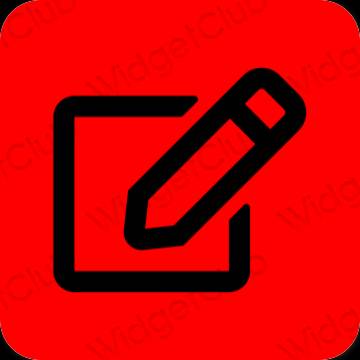 Естетски црвена Notes иконе апликација