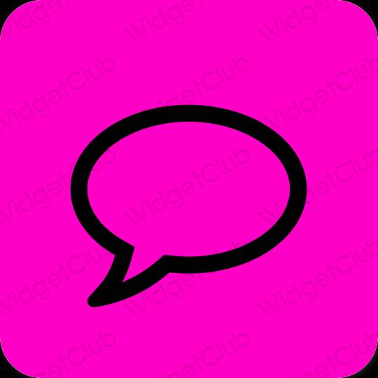 Æstetisk neon pink Messages app ikoner