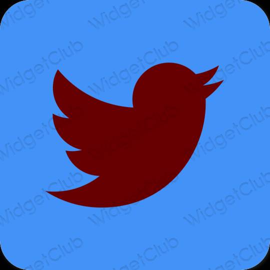 Естетичний неоновий синій Twitter значки програм