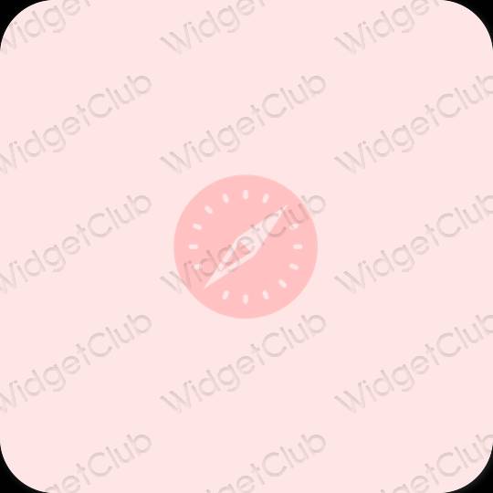 审美的 柔和的粉红色 Safari 应用程序图标