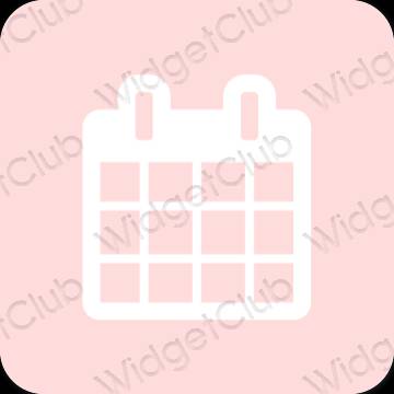 Estetické pastelovo ružová Calendar ikony aplikácií