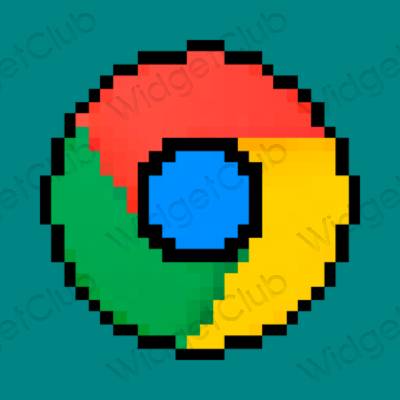 Esteettinen sininen Google sovelluskuvakkeet