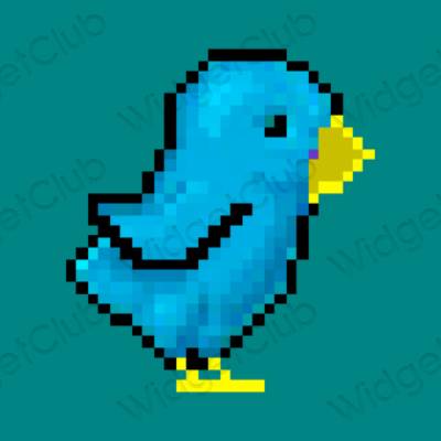 Estetický modrý Twitter ikony aplikací