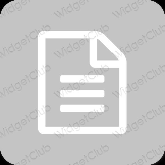 Estetyka szary Notes ikony aplikacji
