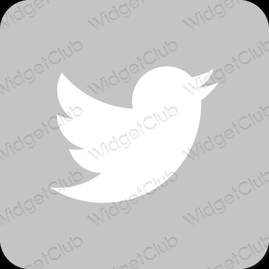 Estético cinzento Twitter ícones de aplicativos