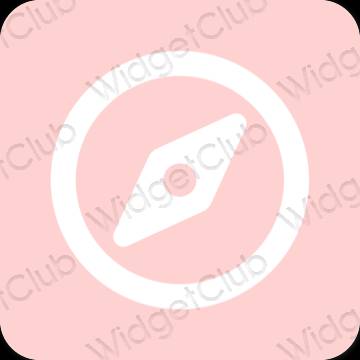 Estetické Ružová Safari ikony aplikácií