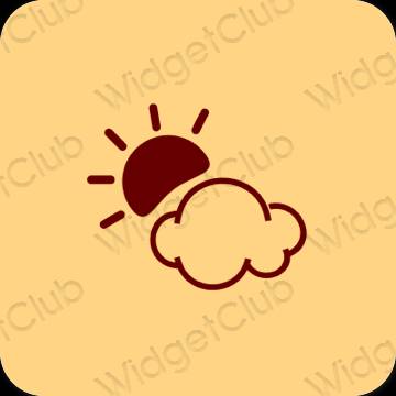Estetické oranžová Weather ikony aplikácií