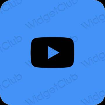 Aesthetic neon blue Youtube app icons