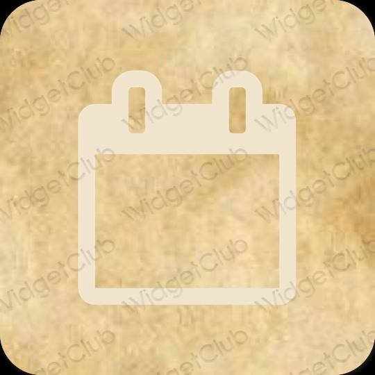 Esthétique beige Calendar icônes d'application