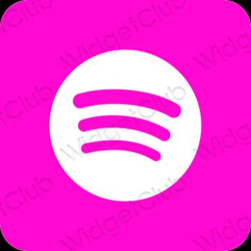 Estetyka neonowy róż Spotify ikony aplikacji