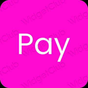 Aesthetic neon pink PayPay app icons