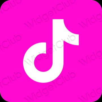 Estetik neon merah jambu TikTok ikon aplikasi