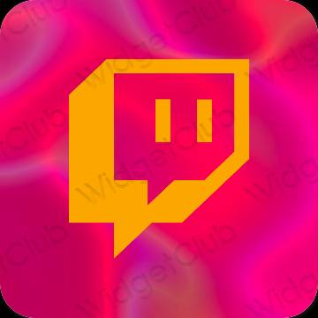 Estetico arancia Twitch icone dell'app