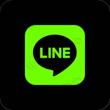 Estetisk svart LINE app ikoner