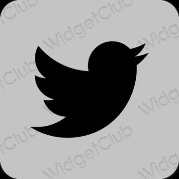 Esztétika szürke Twitter alkalmazás ikonok