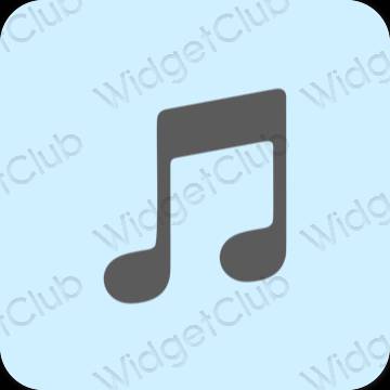 Estetinis pastelinė mėlyna Apple Music programėlių piktogramos