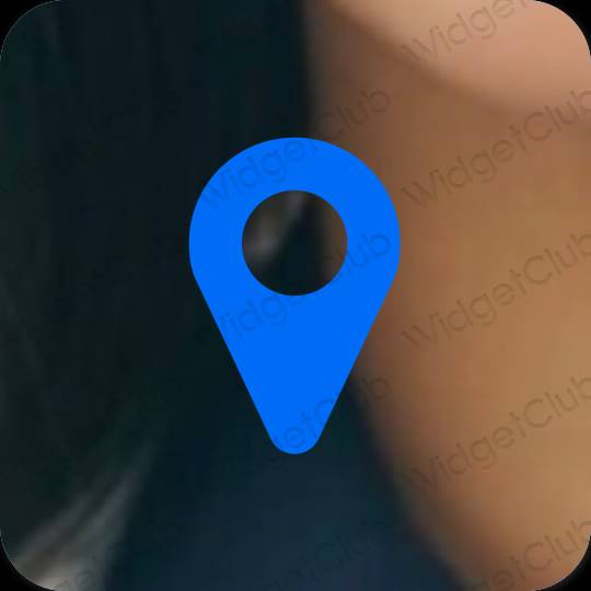 Estetyka neonowy niebieski Map ikony aplikacji